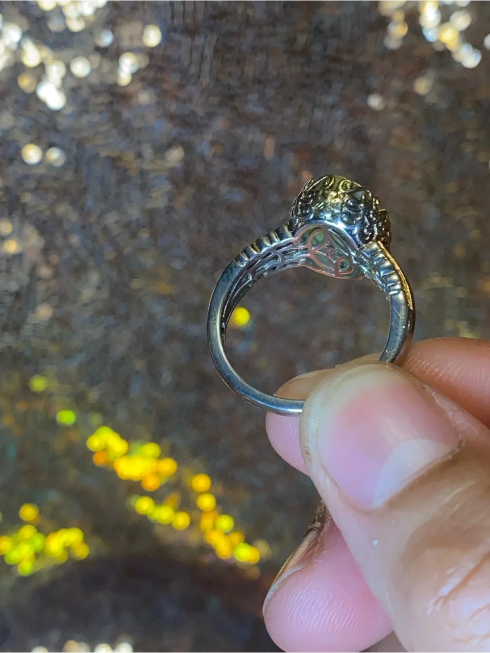 EverTrue Connemara Marble Celtic Filigree Ring 6.35ctw Size 10 NWT